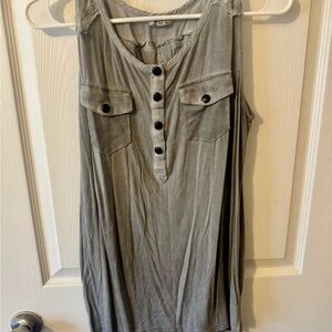 POL Charcoal Button-Front Tank Top